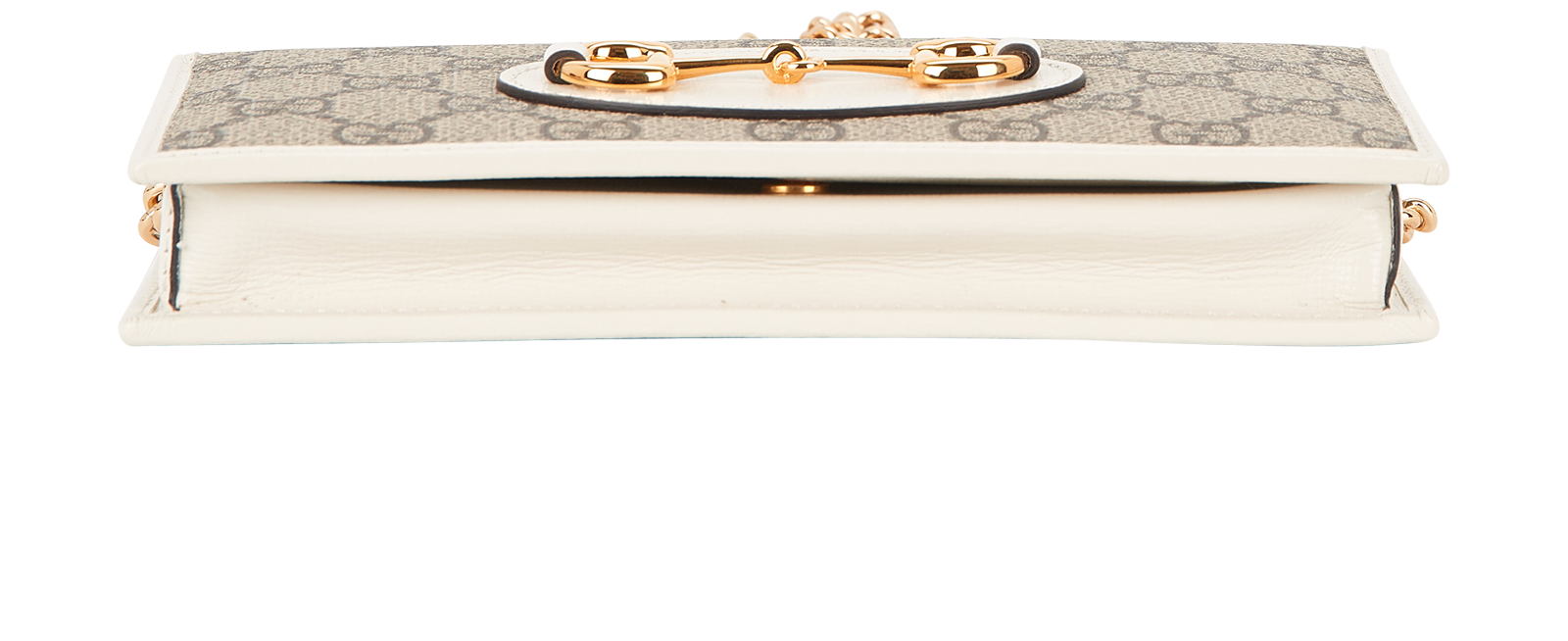 Horsebit Wallet On Chain, &pound;395, Handbags, Beige/White, Canvas/Leather, Top view